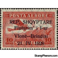 Albania 1928 Airplane Crossing Mountains, overprinted, 10q-Stamps-Albania-StampPhenom