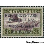 Albania 1928 Airplane Crossing Mountains, overprinted, 2f-Stamps-Albania-StampPhenom