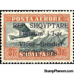 Albania 1928 Airplane Crossing Mountains, overprinted, 3f-Stamps-Albania-StampPhenom