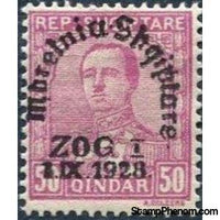 Albania 1928 King Zog I of Albania overprinted in black, 50q-Stamps-Albania-StampPhenom