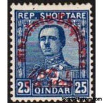 Albania 1928 King Zog I of Albania overprinted in red, 25q-Stamps-Albania-StampPhenom