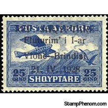 Albania 1928 Opening of Air Route Vlonë-Brindisi - Airmail overprints-Stamps-Albania-StampPhenom