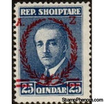 Albania 1928 ‭President Ahmed Zogu overprint and surcharge in red, 25q-Stamps-Albania-StampPhenom