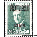 Albania 1929 King Zog I of Albania overprinted in red, 50q-Stamps-Albania-StampPhenom