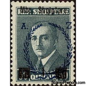 Albania 1929 King Zog I of Albania surcharged in black, 1q-Stamps-Albania-StampPhenom
