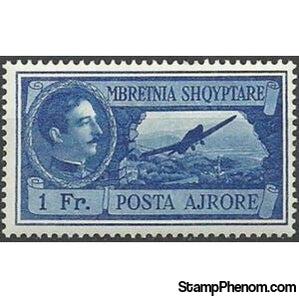 Albania 1930 King Zog and Airplane over Tirana, 1f-Stamps-Albania-StampPhenom