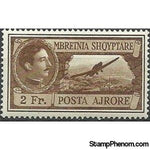 Albania 1930 King Zog and Airplane over Tirana, 2f-Stamps-Albania-StampPhenom