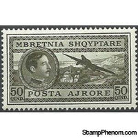 Albania 1930 King Zog and Airplane over Tirana, 50q-Stamps-Albania-StampPhenom