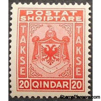 Albania 1930 New Coat of Arms, Skanderbegs Helmet, 20q-Stamps-Albania-StampPhenom