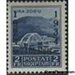 Albania 1934 Ahmed Zog Bridge over the Mat overprinted in black, 2f-Stamps-Albania-StampPhenom