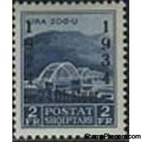 Albania 1934 Ahmed Zog Bridge over the Mat overprinted in black, 2f-Stamps-Albania-StampPhenom