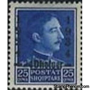 Albania 1934 King Zog I of Albania overprinted in black, 25q-Stamps-Albania-StampPhenom