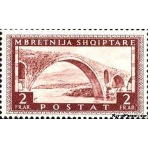 Albania 1939 Vezirit bridge over the Drin-Stamps-Albania-StampPhenom