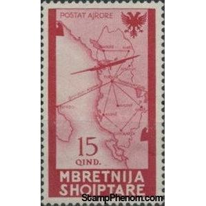 Albania 1940 Map of Albania Showing Air Routes-Stamps-Albania-StampPhenom