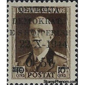 Albania 1945 King Victor Emmanuel III surcharged in black, 0.50f-Stamps-Albania-StampPhenom