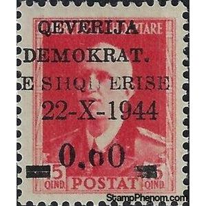 Albania 1945 King Victor Emmanuel III surcharged in black, 0.60f-Stamps-Albania-StampPhenom