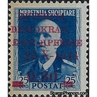 Albania 1945 King Victor Emmanuel III surcharged in carmine, 0.80f-Stamps-Albania-StampPhenom