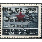 Albania 1945 Lake Butrinto surcharged in black and carmine, 1f-Stamps-Albania-StampPhenom