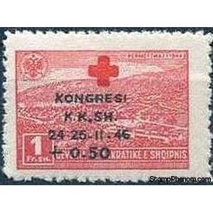 Albania 1946 Permet, overprinted in red and black, 1+0.50f-Stamps-Albania-StampPhenom