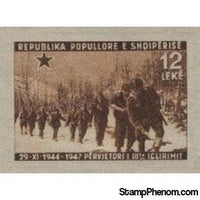 Albania 1947 ‭Infantry column, Imperf, 12L-Stamps-Albania-StampPhenom