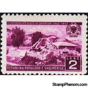 Albania 1947 Ruins of the Conference Building, 2L-Stamps-Albania-StampPhenom