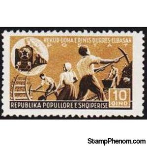 Albania 1947 ‭Young railway laborers, 10q-Stamps-Albania-StampPhenom