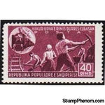 Albania 1947 Young railway laborers, 40q-Stamps-Albania-StampPhenom