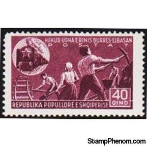 Albania 1947 Young railway laborers, 40q-Stamps-Albania-StampPhenom