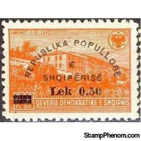 Albania 1948 Country House, Labinot surcharged in black, 0.50L-Stamps-Albania-StampPhenom