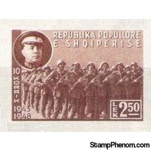 Albania 1948 Enver Hoxha and Fighters on the March, Imperf, 2.50L-Stamps-Albania-StampPhenom