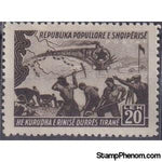 Albania 1948 ‭Map, Train and Construction Workers, 20L-Stamps-Albania-StampPhenom