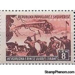 Albania 1948 ‭Map, Train and Construction Workers, 8L-Stamps-Albania-StampPhenom