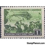 Albania 1948 Train, Map and Workers, 1L-Stamps-Albania-StampPhenom