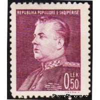 Albania 1949 President E. Hoxha, Perf, 0.50L-Stamps-Albania-StampPhenom