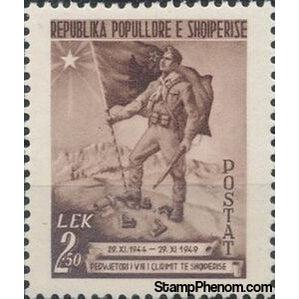 Albania 1949 Soldier with Freedom Flag, 2.50L-Stamps-Albania-StampPhenom