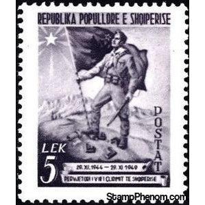 Albania 1949 Soldier with Freedom Flag, 5L-Stamps-Albania-StampPhenom