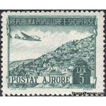 Albania 1950 Douglas DC-3 over Vuno (Southern Albania), 5L-Stamps-Albania-StampPhenom