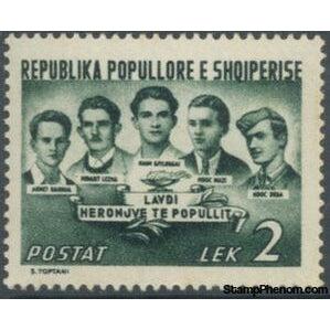 Albania 1950 ‭Heroes of the People: Haxhija, Lezhe, Gjybegej, Mezi, Dedej-Stamps-Albania-StampPhenom