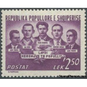 Albania 1950 ‭Heroes of the People Zeneli, Demi, Karafili, Hakali, Vokshi-Stamps-Albania-StampPhenom