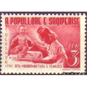 Albania 1951 Baby on the scales, 3L-Stamps-Albania-StampPhenom