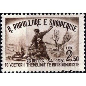 Albania 1951 Battle scene-Stamps-Albania-StampPhenom