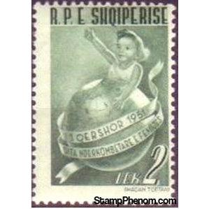 Albania 1951 Child and Globe, 2L-Stamps-Albania-StampPhenom