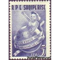 Albania 1951 Child and Globe, 5L-Stamps-Albania-StampPhenom