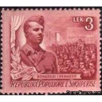 Albania 1951 Enver Hoxha during a Speech, 3L-Stamps-Albania-StampPhenom