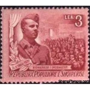 Albania 1951 Enver Hoxha during a Speech, 3L-Stamps-Albania-StampPhenom