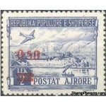 Albania 1952 Douglas DC-3 over Ali Pasha Castle, overprinted in red-Stamps-Albania-StampPhenom