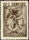 Albania 1957 ‭Albanian fighter holding flag-Stamps-Albania-StampPhenom
