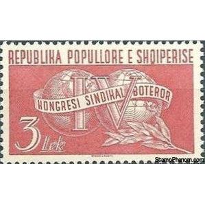 Albania 1957 Congress emblem, 3L-Stamps-Albania-StampPhenom