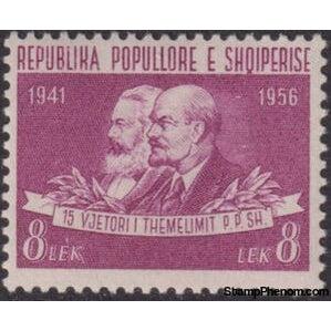 Albania 1957 Marx and Lenin-Stamps-Albania-StampPhenom