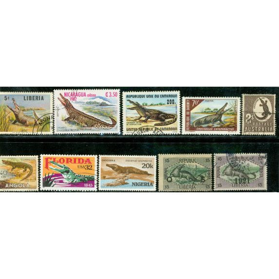 All Different Crocodiles Lot 2 , 10 stamps